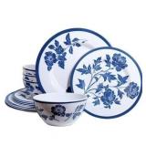 12pc Melamine Dinnerware Set for 4