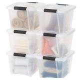 6ct IRIS Plastic Stackable Storage Bin w/Lid 19qt