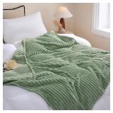 Fleece Throw Striped Blanket 90x90in