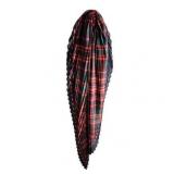 Pleated Red Tartan Scarf 39x39in