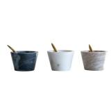 3pc Rosalie Marble Bowls with Spoons 3x2in