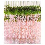 24pc Artificial Wisteria Hanging Flowers 3.7ft