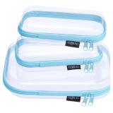 3pc Clear Hard Shell Zipper Makeup Case