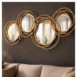 Modern Wall Mirror w/Iron Frame 43.3x17.3in