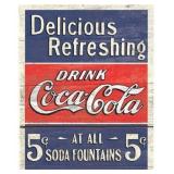 COKE Delicious 5 Cents Tin Sign 12.5x16in