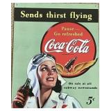Flying Coca-Cola Metal Sign 12.5x16in