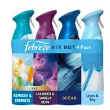 4pc Febreze Air Mist Spray Mixed Scent 8.1oz