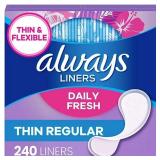 240ct Always Daily Thin Liners, Unscented
