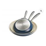3pk Ceramic Navy Frying Pans 8,10,12in