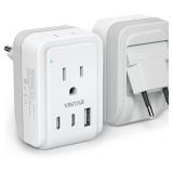 VINTAR European Travel Plug Adapter w/USB & Type-C