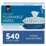 Member's Mark Flushable Wipes, Scented, 540 ct