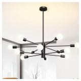 12-Light Matte Black Chandelier Klotilda