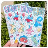 20pk Dino Party Vinyl Sticker Sheet