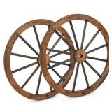 2ct Wood Wagon Wheel w/Steel Rim 30in
