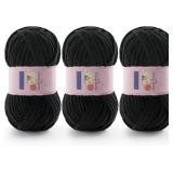 3ct Chunky Chenille Yarn 71yd (Black)