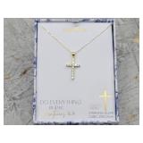 Sterling Silver Cross Necklace with Cubic Zirconia