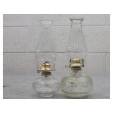 2pc Vintage Kerosene Lamps 13in