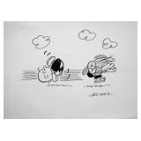 Charles Schulz drawn and signed Peanuts sketch...