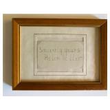 Author Helen Keller signed note in custom frame
