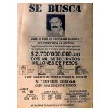 Pablo Escobar Wanted Poster Reprint