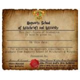 Harry Potter Hogwarts Graduation Certificate...