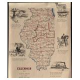 Illinois Land of Lincoln Map Art Print
