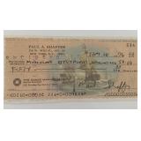 Band Leader Paul Shaffer signed personal check
