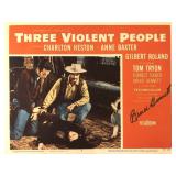 Three Violent People signed lobby card