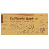 Evening News Anchor Chester Huntley signed check