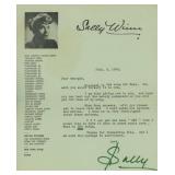 Sally Winn signed personal note and signed...