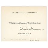 Nobel Prize Winner Christian de Duve signed card