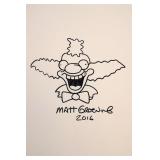 Krusty The Clown drawn and signed sketch
