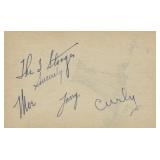 Three Stooges signed postcard. GFA authenticated