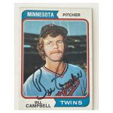 Minnesota Twins Bill Campbell signed 1974 Topps...