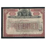 Alpha Portland Cement Company 1910 stock...