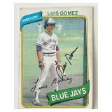 Toronto Blue Jays Luis Gomez signed 1980 Topps...