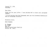 John Lennon Killer Mark David Chapman Typed Letter