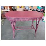 Wicker entry oval table