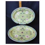 Chinese yellow familiar rose Oval plates (2)