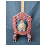 Wood & brass Buddhist temple bell or gong