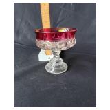 King's Crown ruby flash thumbprint compote