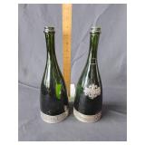 Green glass wine bottles