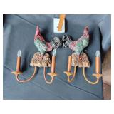 Rooster wall light fixtures (2)