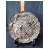 Chinese bronze dragon & tiger plate