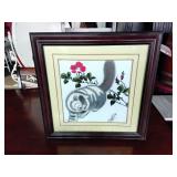 Framed embroidery artwork