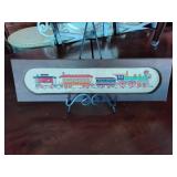 Framed train cross stitch