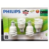 SET OF 4 PHIILPS 9-W MEDIUM BASE MINI TWISTERS SET OF 4 PHIILPS 9-W MEDIUM BASE MINI TWISTERS