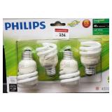 SET OF 4 PHIILPS 9-W MEDIUM BASE MINI TWISTERS SET OF 4 PHIILPS 9-W MEDIUM BASE MINI TWISTERS