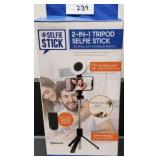 2-IN-1 TRIPOD SELFIE STICK W/ RING LIGHT & REMOTE 2-IN-1 TRIPOD SELFIE STICK W/ RING LIGHT & REMOTE