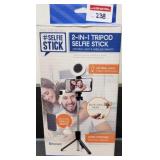 2-IN-1 TRIPOD SELFIE STICK W/ RING LIGHT & REMOTE 2-IN-1 TRIPOD SELFIE STICK W/ RING LIGHT & REMOTE